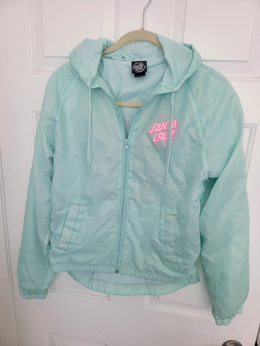 Santa Cruz Skateboards, Mint Green Jacket with Pink Logo